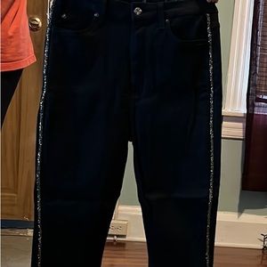 7 for all mankind Aubrey Slim Luxe highwaist skinny black caviar stripe